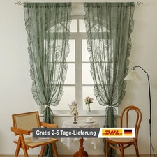 2er Set  Spitzenvorhang Grün