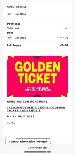 Afro nation ticket golden - ticket,
