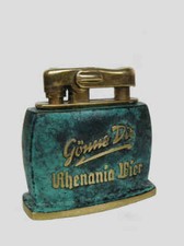 Top-Seltenes Uraltes Benzin-Tisch-Feuerzeug "RHENANIA ALT BIER BRAUEREI" Werbung
