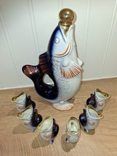 Porzellan Fische Russisch Ukraine Karaffe Krug  Gluckigluck Likör UdSSR Vintage