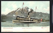 Binnenschiff Stadt Luzern auf dem Vierwaldstättersee, Ansichtskarte 