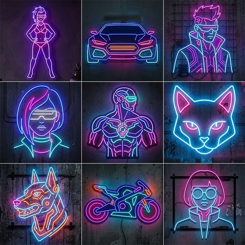 Cyberpunk neon led schild - led,