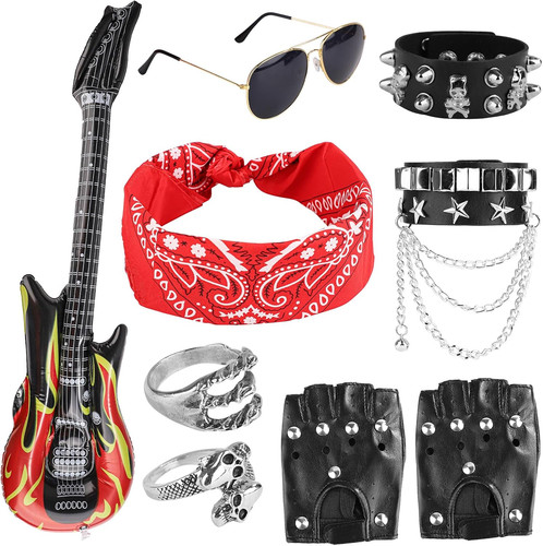 9pcs kid rockstar kostüm - 9pcs,