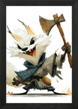 Cartoon Fuchs Krieger mit Axt
