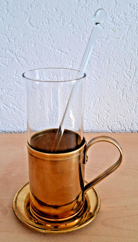 Teeglas messinghalter mit - teeglas,