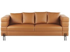 Sofa Kunstleder braun 3-Sitzer