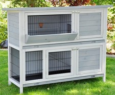 Kleintierstall Hasenstall Kaninchenstall Bommel 122 x 50 x 101 cm grau