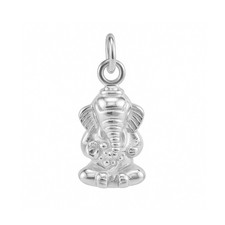 Sterlingsilber massiv 3D Ganesh Ganesha Elefant Hindu Gott Anhänger Charm