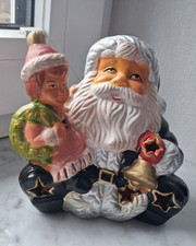 Teelichthalter Figur Weihnachtsmann aus Keramik