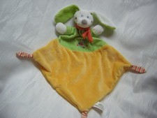 TOY PLACE / MÜLLER Schmusetuch HUND HASE gelb grün weiß groß Schlappohren *RAR*