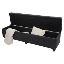 B-Ware Aufbewahrungs-Truhe Kriens XXL, Sitzbank, Stoff, 45x180x45cm, dunkelgrau