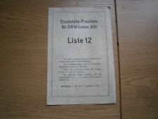 DKW Luxus 200, originale Ersatzteile Preisliste , Liste 12, von 1929 !