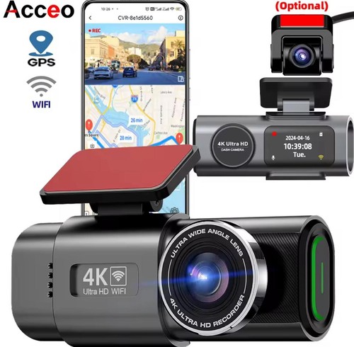 Uhd dashcam wifi gps auto - 4k,