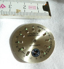 ORIGINAL GDR DDR RUHLA CHRONOGRAPH ANTIMAGNETIC UHR ZIFFERBLATT - BEIGE SILBER