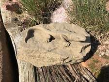 Eidechse Echse Tier Skulptur Figur Stein eckig Kunst Sandstein Antik Look S 39