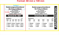1000 Abholschein Änderungsschneiderei  █►TEXT ÄNDERBAR◄█   Abholscheine