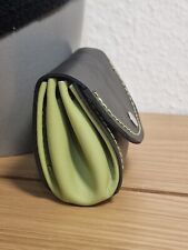 Echt-Leder Portemonnaie  3 Fächer schwarz/grün Magnetverschluss handmade 