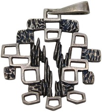 ? 835er Silber Anhänger Modernist Vintage Schmuck - 4,3 x 3,1 cm / 5,59g