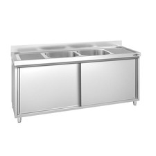 GGM Gastro Spülschrank PREMIUM - 2000x600mm - mit 2 Becken mittig