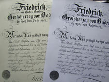 URKUNDE Orden v. Zähringer Löwen Ritterkreuz 2. Kl mit Schwertern FRIEDRICH 1871