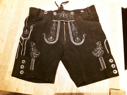 Lederhose schwarz kurz damen - schwarz,