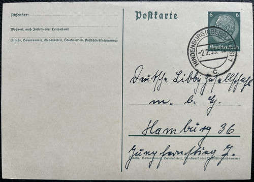 Ganzsache p226 hindenburg - dr,