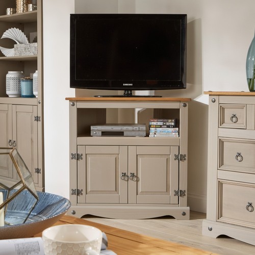 Eckschrank corona grau kiefer - eckschrank,
