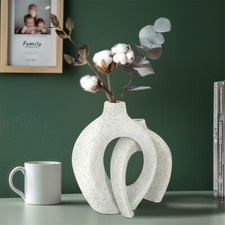 2er Set Design Tischvase Tischdeko Dekovase Blumenvase Modern matt weiß Vase 