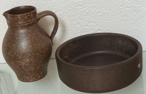 Braune steingut kanne vase - steingut,