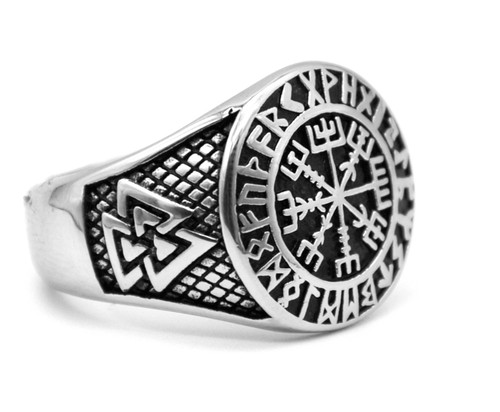 Edelstahl ring runen - edelstahl, vegvisir