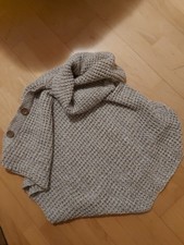 NEU! Poncho Cape Strick mit Schalkragen  Beige