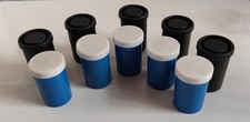 10 alte  Kleinbild Filmdosen 5 x blau und 5x Schwarz ,Plastik aus DDR-Zeiten