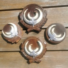 Wildschwein Hauer /Zähne Auf Holzplatte 4 x, Sammlung Trophäe Jagd, Dekoration