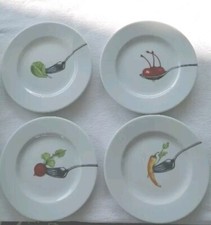 4 Stück Teller Vorspeisenteller APILCO BON APPETIT Yves Deshoulieres, neuwertig