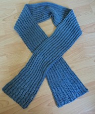 Schal Strickschal Grau Blau 100% Handarbeit Ca. 1,75m 175cm Lang