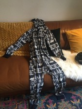 Old Navy Onesie Jumpsuit Gr. S - Kuscheliger Fleeceanzug Schwarz-Weiß