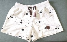Naketano Shorts Sweatshorts Hose Gr S Damen weiß mit Sternen Kordelzug ungetrage