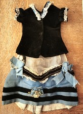 Antikes handgenähtes Puppenoutfit für antike Damenpuppe Bru Gaultier Jumeau 1880