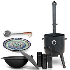 Gusseisen Kazan 16 L Deckel Utschak Feuerofen 44cm Schaumlöffel казан Lagan учак