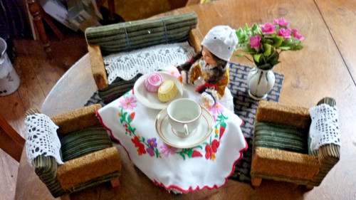 Vintage puppenstube wohnzimmer - puppenstube,