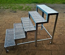 Stahltreppe Außen Gartentreppe verzinkt 2-7 Stufen Breite 60-120 Höhe 40-140 cm