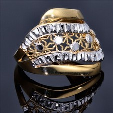 Funkelnder Designer Ring Goldring 585 14 K ECHT GOLD 56RG Bicolor Weissgold NEU