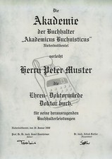 Diplom Urkunde Ehren Doktor Titel Buchhalter