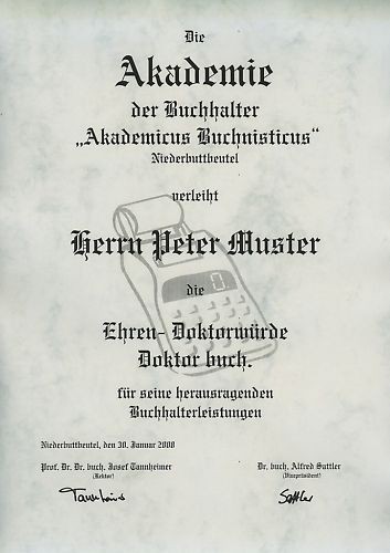 Diplom urkunde ehren doktor - urkunde,