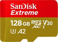 SanDisk Extreme microSDXC 128GB, SD Adapter, Rescue Pro Deluxe 160MB/s A2 C3 V30