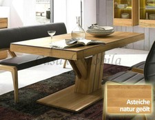Massivholz Säulen-Ausziehtisch NYON Asteiche natur geölt Ess-tisch ausziehbar