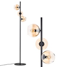 HOFSTEIN Cesaro Stehlampe Metall/Glas Schwarz/Bernsteinfarben/Klar Stehleuchte