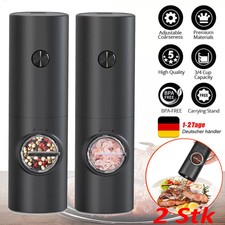 2x Elektrische Pfeffermühle mit LED Gewürzmühle Salzmühle Salz Mühle Kippmühle