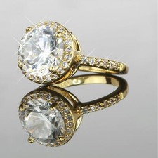 Damen Ring mit Zirkonia weiss Echt 750er Gold 18K vergoldet 16/ 16,5/ 17 R1093S