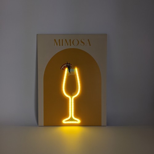 Led neon wandbild mimosa - led,